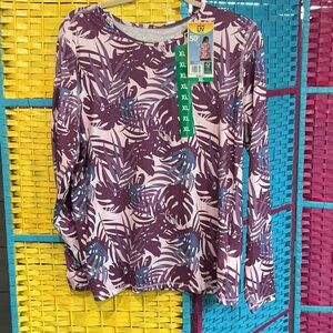 50+ UV protection ladies shirt With pretty print in pink blue and purple SIZE XL